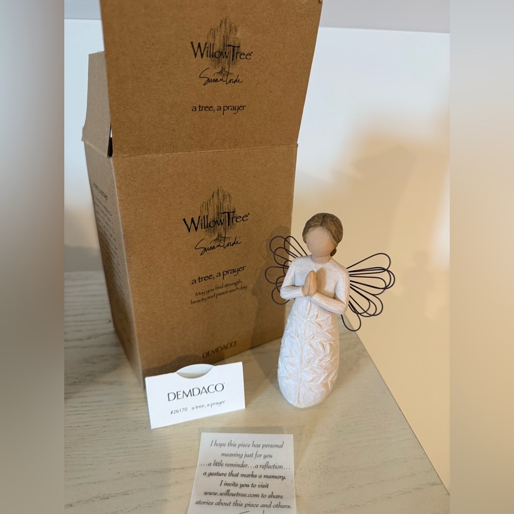 NIB Demdaco A Tree, A Prayer Angel Figurine - White and Tan
